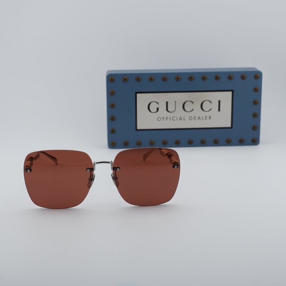 Gucci GG1923SA 002 Square Sunglasses - Silver with Pearl/Brown main image 8